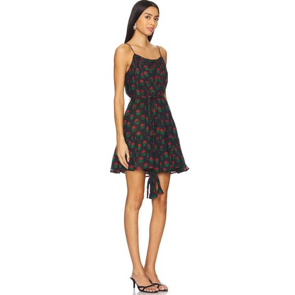 Rhode Nala Black Floral Mini Swing Dress Coastal Vacation Women's XS - Picture 1 of 14